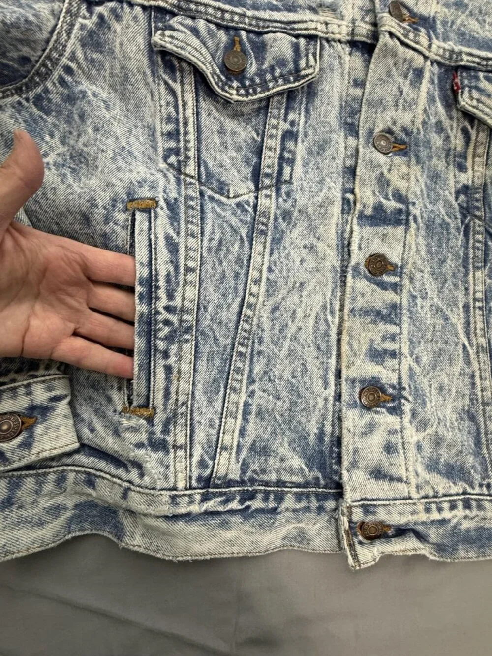 VTG 80s Levis Acid Wash Denim Trucker Jacket Mens L Made in USA 70507 0219 4 Pkt
